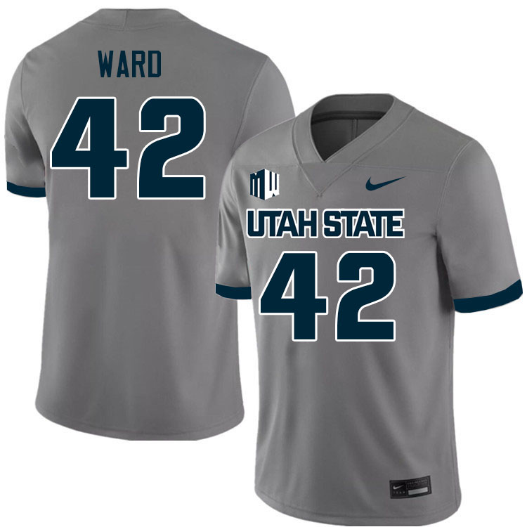 Utah State Aggies #42 John Ward College Football Jerseys Stitched Sale-Grey